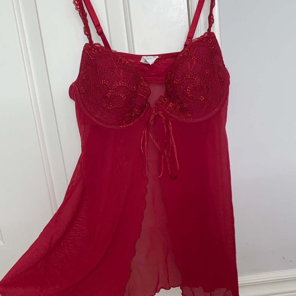 Elegant Red Lace Babydoll Lingerie
